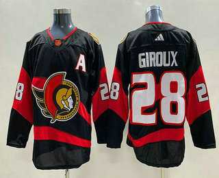 Men%27s Ottawa Senators #28 Claude Giroux Black 2022 Reverse Retro Authentic Jersey